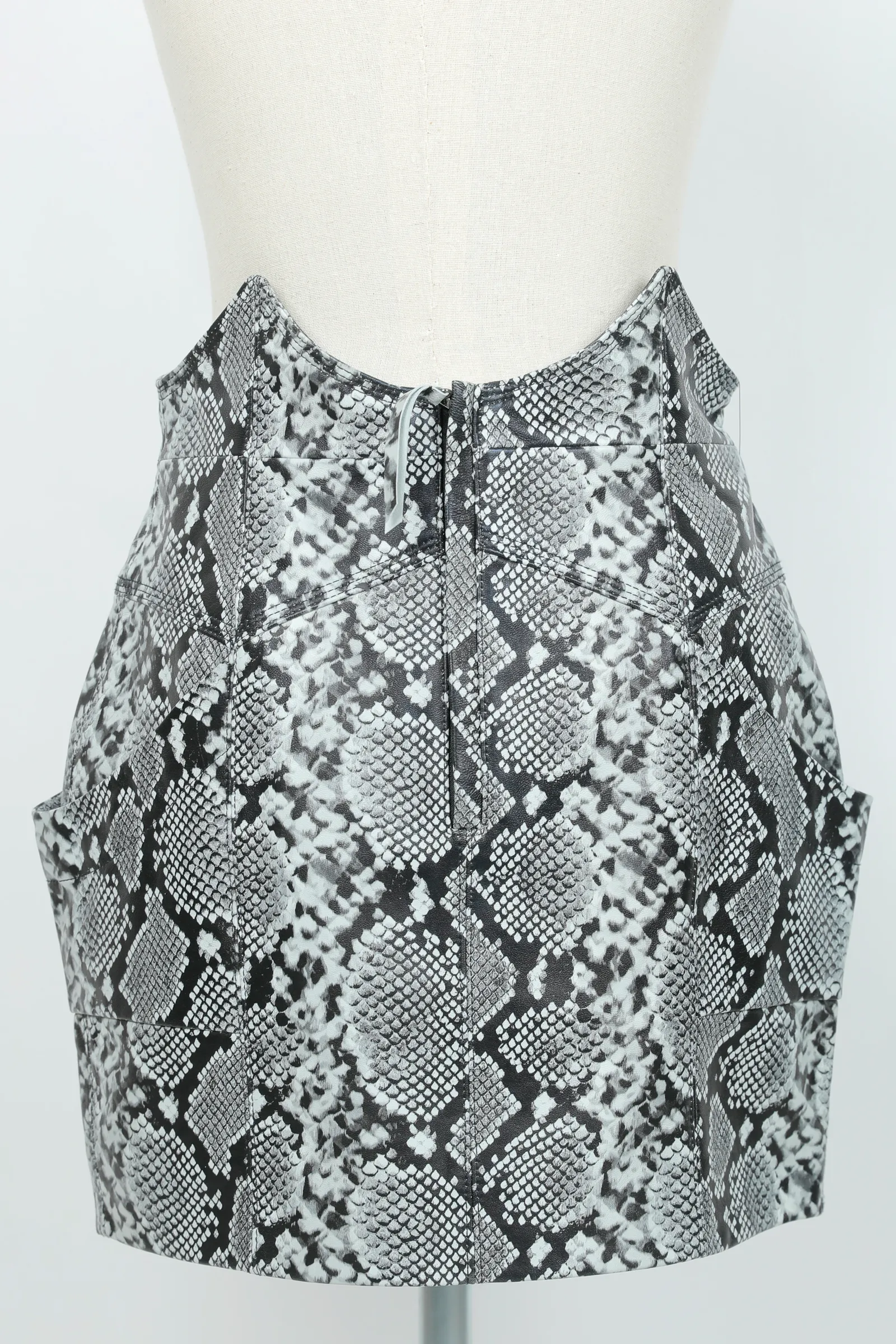 Retrofete Grey Snake Print Mini Skirt