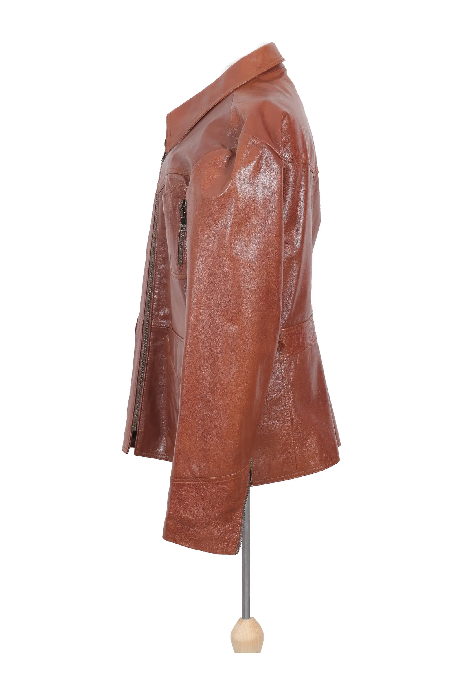 Dolce & Gabbana Cognac Brown Leather Jacket
