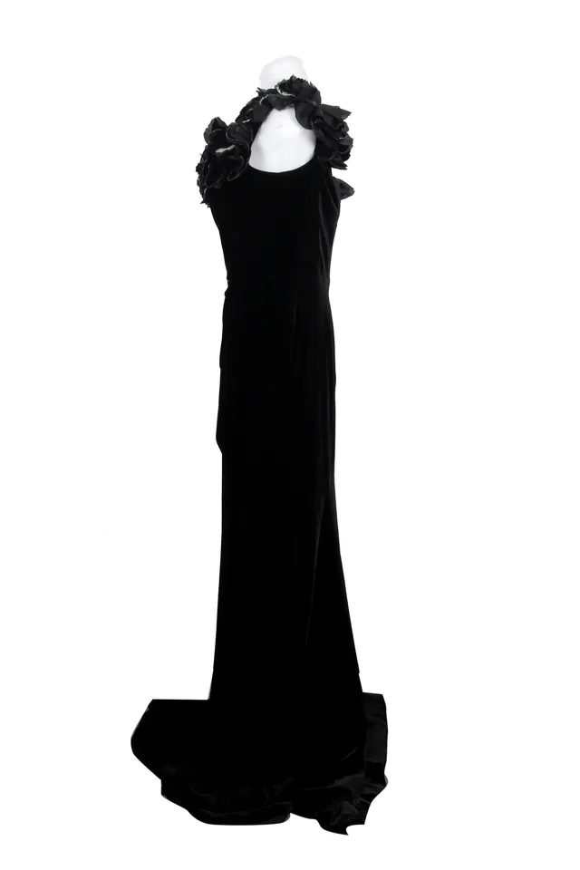 Marchesa Black Floral Gown